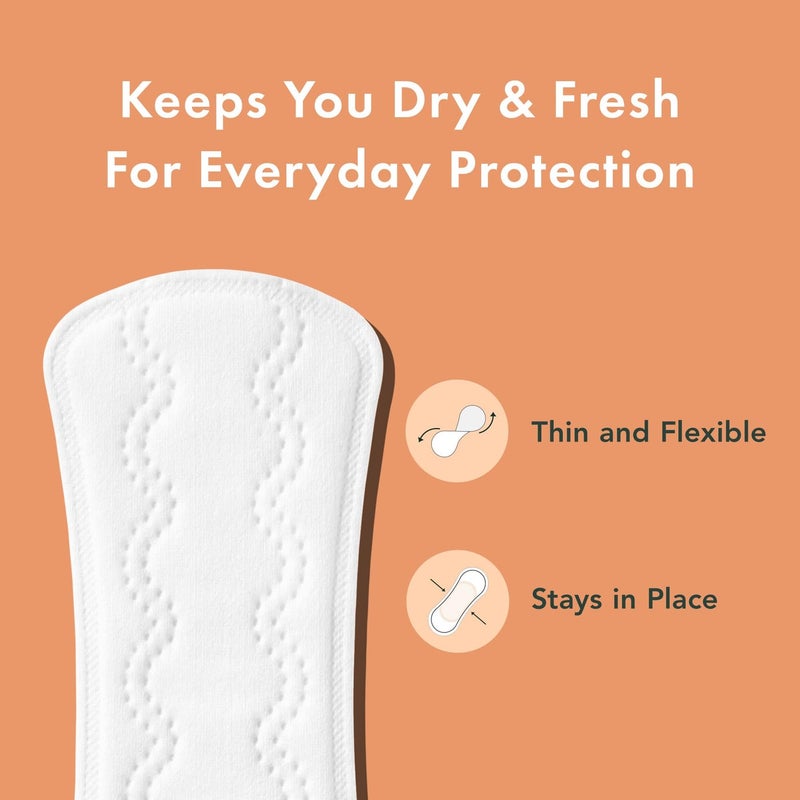 Rael Panty Liners for Women, Organic Cotton Cover - Regular Pantiliners, Light Absorbency, Unscented, Chlorine Free (Regular, 81 Count) - Image 2